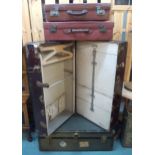 An early 20th century "Victor wardrobe luggage", steamer trunk and two suitcases (4) Condition