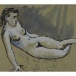WILLIAM CROSBIE RSA RGI (1915-1999) RECLINING NUDE  Graphite, signed lower right, dated (19)37, 20 x