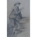 MANNER OF FRANCIS HAYMEN GENTLEMAN RESTING ON A LEDGE Pencil, 28 x 18cm Condition Report:Available