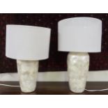 A pair of contemporary John Rocha for Debenhams JR Capiz lamps with pearlescent shell bases (2)