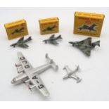 DINKY TOYS Three boxed aircraft (736 Hawker Hurricane Fighter, 734 Supermarine "Swift" Fighter and