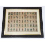 A uncut sheet of of cigarette silks depicting figures in Canadian regimental dress