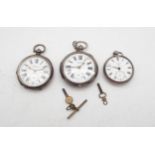 A collection of silver pocket watches, one movement signed John Mason Rotherham, the case by