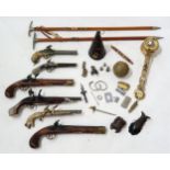 Assorted collectable items, to include various replica flintlock pistols, souvenir mountaineering