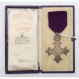 A silver M.B.E. medal by Garrard & Co., London, 1919, in purple Morocco leather fitted box Condition