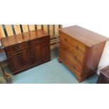 A 20th century pine three drawer chest and a mahogany cabinet (2) Condition Report:Available upon