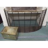 A Georgian wrought iron and brass bow fronted fire guard, 77cm high x 136cm wide x 36cm deep and a