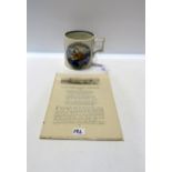 A 19th century Staffordshire Grace Darling commemorative mug, printed and hand tinted with Grace