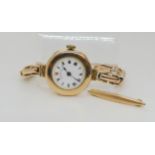 A 9ct gold ladies vintage Dreadnought watch hallmarked Chester 1922, weight including mechanism 25.
