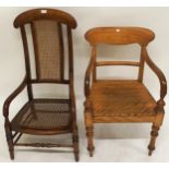 A Victorian beech framed bergere armchair and another Victorian open armchair (2) Condition Report: