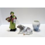 A Royal Doulton figure Sweet Lavender, HN1373 together with a Royal Copenhagen figure of a a calf