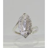 A 9ct white gold diamond set marquis shaped ring, size L, weight 3.8gms Condition Report:Available