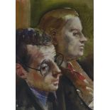 WILLIAM CROSBIE RSA RGI (1915-1999) TWO MEN DUET (MUSICIANS) 1992  Watercolour, signed lower