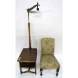 A 20th century mahogany Art Deco style standard lamp occasional table and a Victorian gilt