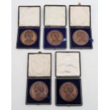Five cased Gulielmus (William) Hunter academic medals, all awarded to Gavin McCallum -  1919-20 in