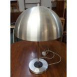 A mid 20th century table lamp with domed brush steel shade in the manner of Hala Zeist, 62cm high