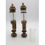 Two brass "GWR" railway gas wall sconces/lights, with one spare glass tube (2) Condition Report: