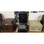 A lot of three assorted portable gramophones to include, His masters voice, Unitone and Dansette (3)