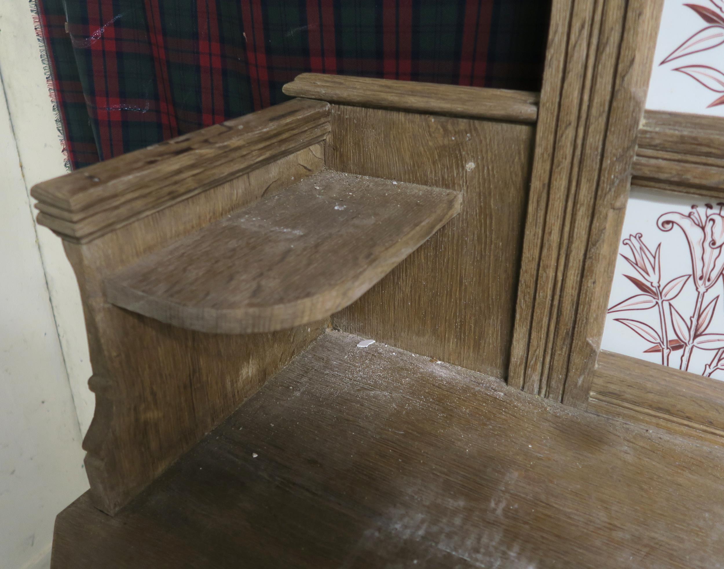 A Victorian pine tile backed washstand with turned uprights, 125cm high x 105cm wide x 61cm deep - Image 3 of 7