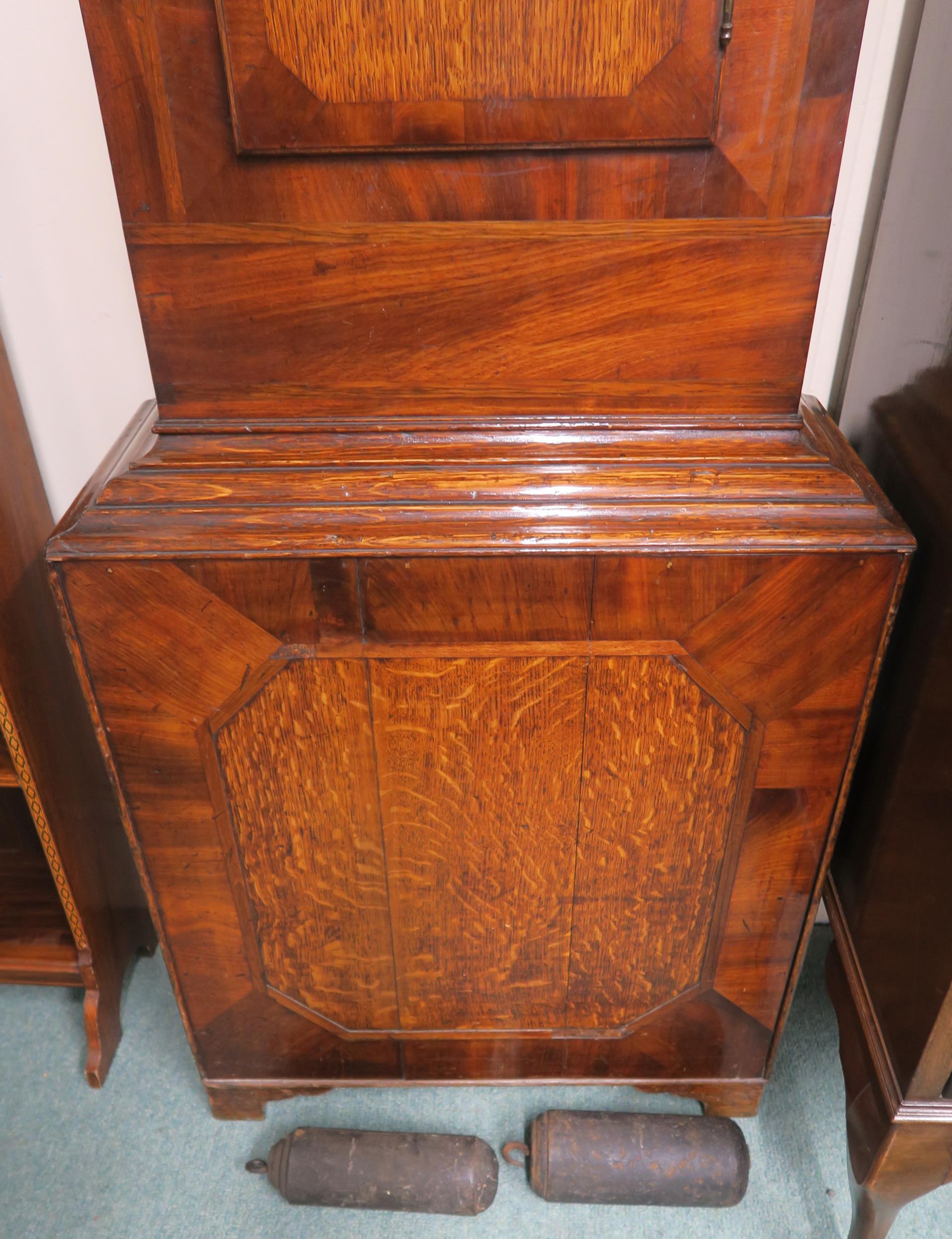 A 19th century oak cased Couldwell Deep-Coull grandfather clock with painted face depicting - Image 5 of 11