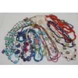 A collection of gemstone beads, and silver jewellery Condition Report:Not available for this lot.