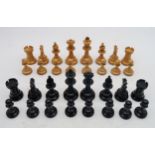 A boxwood chess set, in the manner of Staunton, the King measuring approx. 8.5cm in height,