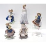 Five Lladro figures of girls Condition Report:Available upon request