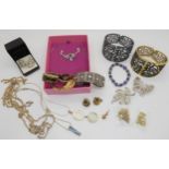 A collection of costume jewellery bangles, brooches and pendants Condition Report:Not available