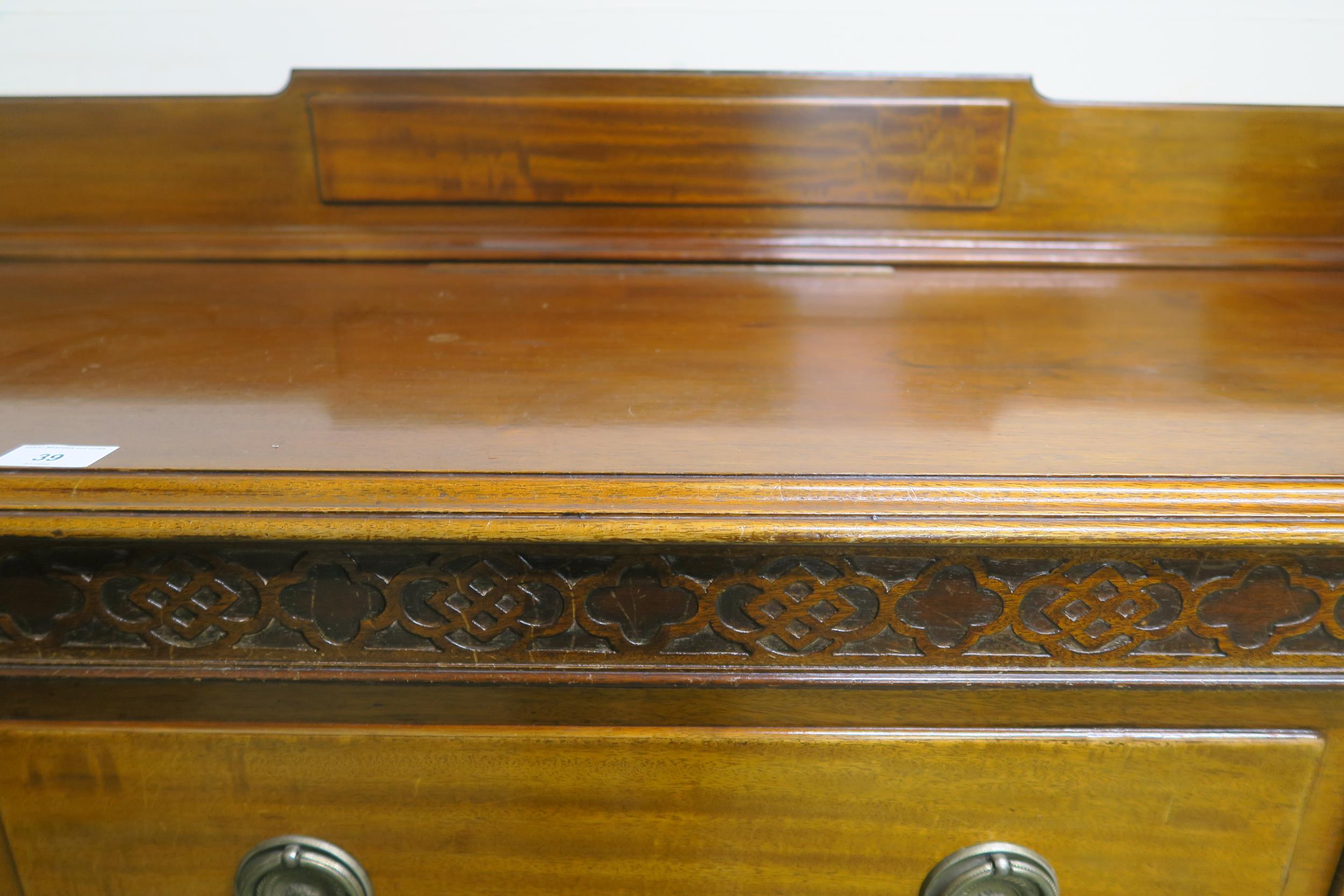 An early 20th century mahogany sideboard with two central drawers flanked by cabinet doors on - Image 2 of 7