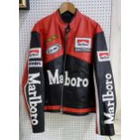 A Marlboro leather motorcycle racing jacket, size XXL, together with a collection of coordinating