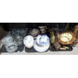 Assorted glassware including pressed glass commemorative plate, pottery tureens, platter, wag at the