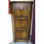 A 20th century oak single door corner hall robe, 176cm high x 89cm wide x 57cm deep Condition