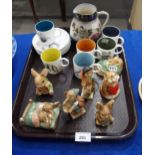 Susie Cooper fruit decorated coffee cups and saucers, Pendelfin rabbits etc Condition Report: