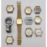 An assortment of watches and watch heads, to include Ingersoll, Rotary, Timex, Freba and Rallye