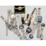 A collection of fashion watches to include early digital examples Condition Report:Not available for