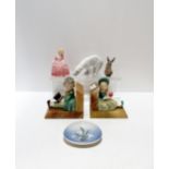 A Royal Copenhagen Polar Bear, a rabbit and dish decorated with Snowdrops, a Doulton figure Rose and