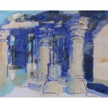 STEWART LEES (SCOTTISH 1926-2008)  VENETIAN BUILDINGS IN BLUE  Mixed media on paper, signed lower