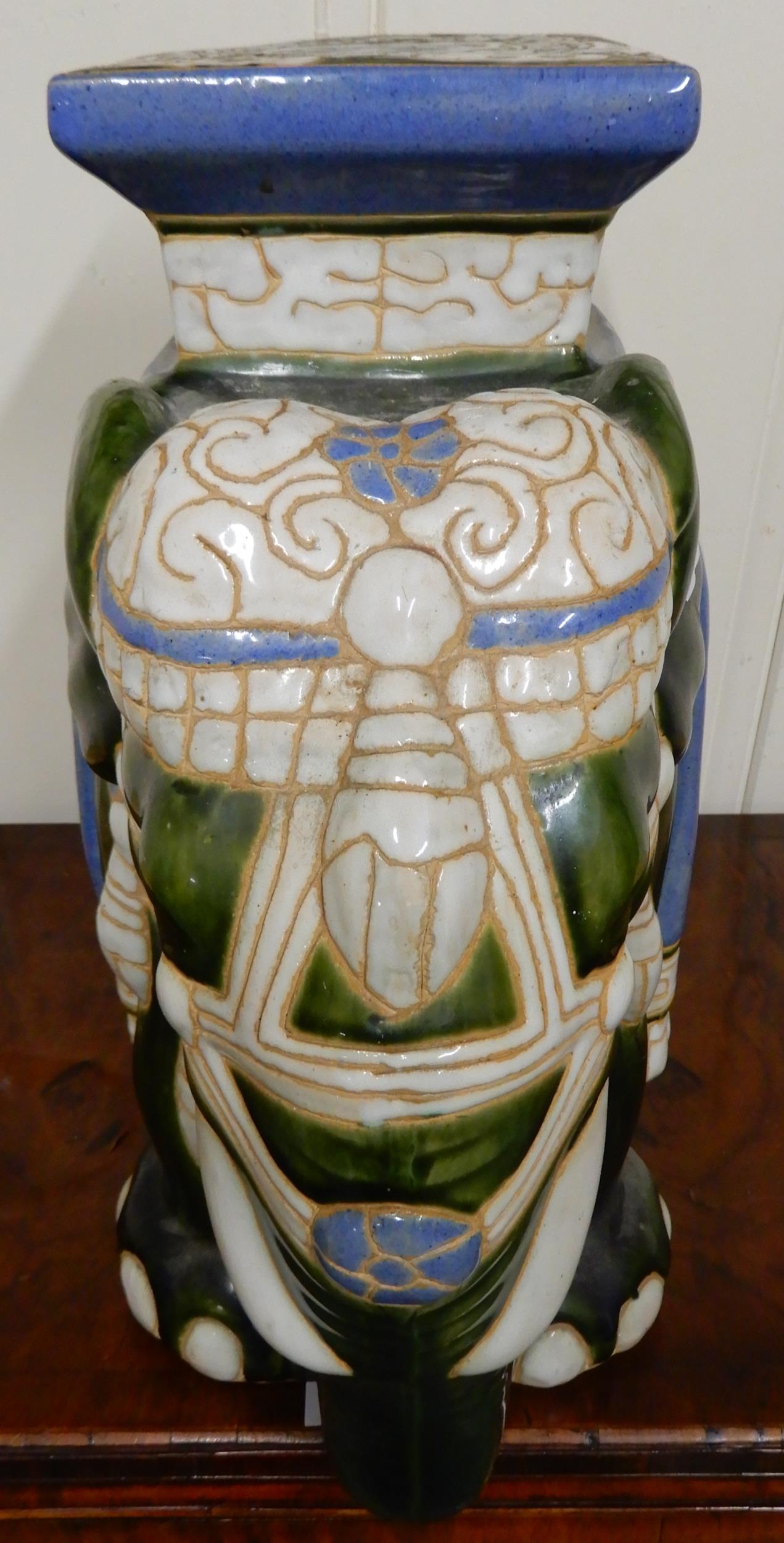 A 20th century ceramic elephant garden plant stand, 43cm high Condition Report:Available upon - Image 3 of 6