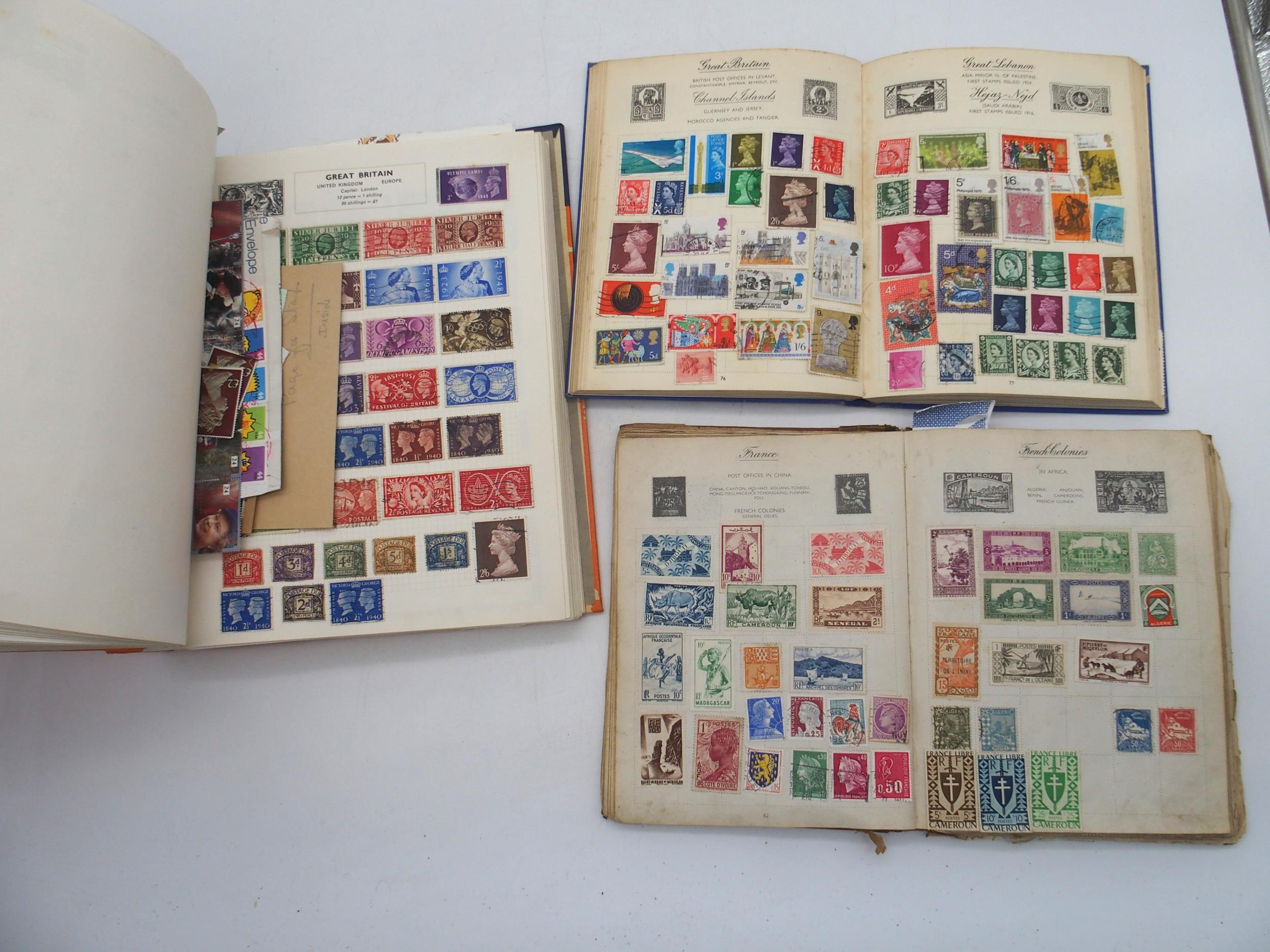 A box containing various stamps albums, including an International Unique Stamp Album, partially - Image 4 of 6