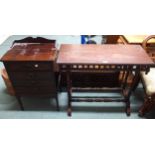 A Victorian mahogany hall table with turned supports with baluster stretchers, 74cm high x 90cm wide