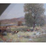 FRANCIS WILSON Cattle grazing beside a cottage, signed, oil on canvas, 63 x 76cm Condition Report: