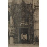 WILLIAM STRANG Toledo, signed, etching, 31 x 26cm, and MORTIMER MENPES Cathedral entrance, signed,