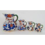 A set of 4 graduated ironstone jugs in the Imari palette with Masons backstamp Condition Report: