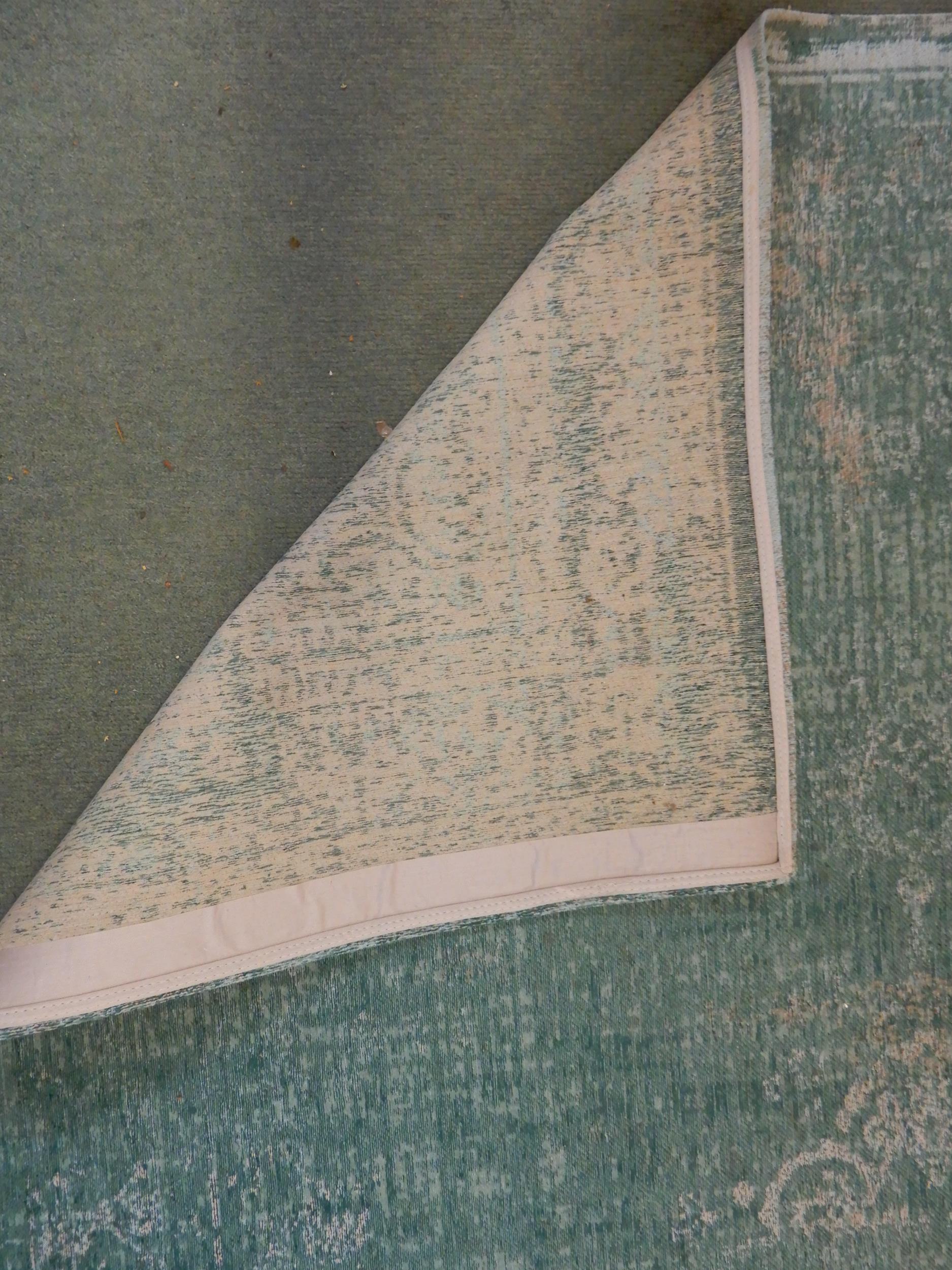 A modern aqua ground Belgian Louis de Poortere rug with distressed Kashan design, 240cm long x 170cm - Image 6 of 6