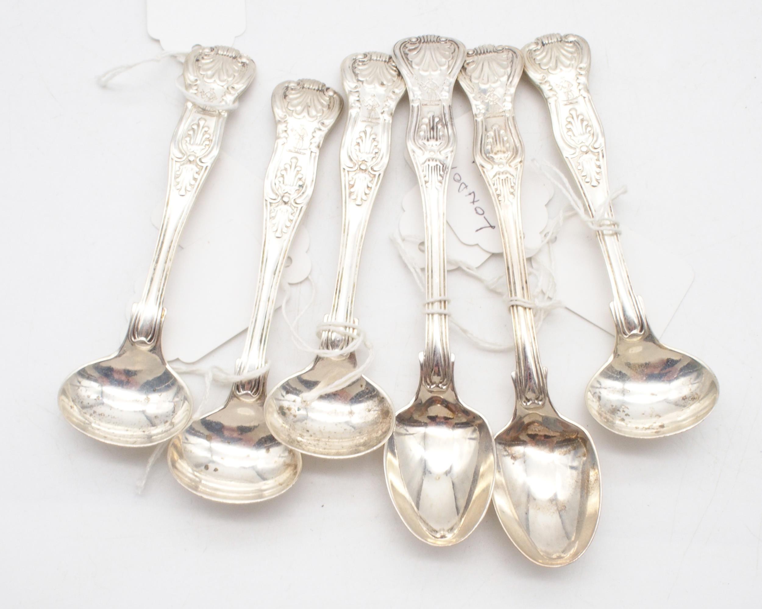 A collection of Georgian and later silver flatware, including an Old English feathered edge - Image 4 of 8