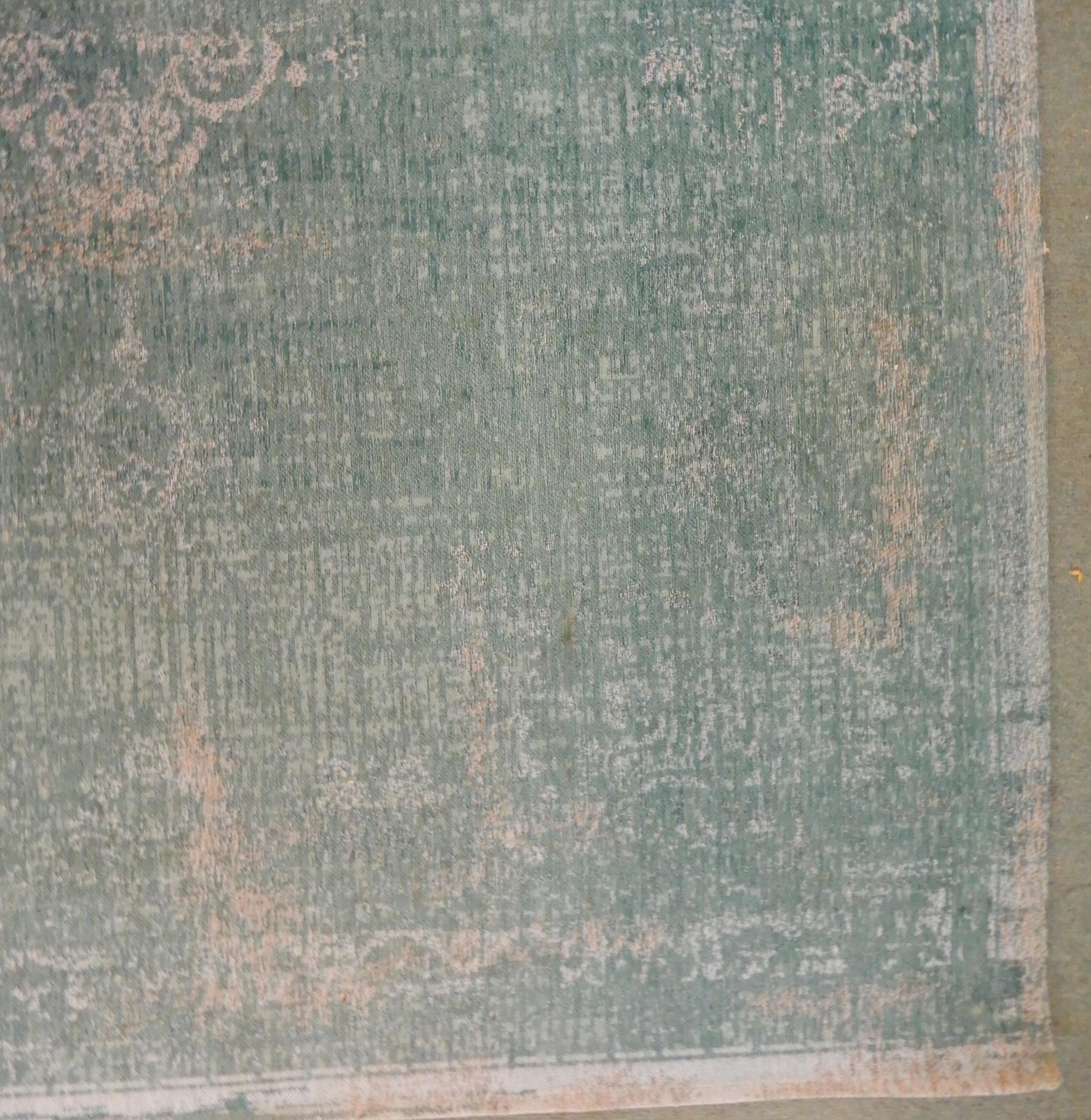A modern aqua ground Belgian Louis de Poortere rug with distressed Kashan design, 240cm long x 170cm - Image 4 of 6