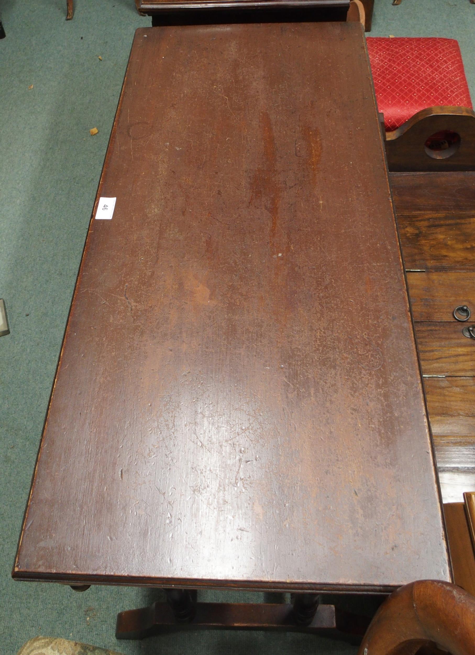 A Victorian mahogany hall table with turned supports with baluster stretchers, 74cm high x 90cm wide - Image 6 of 6