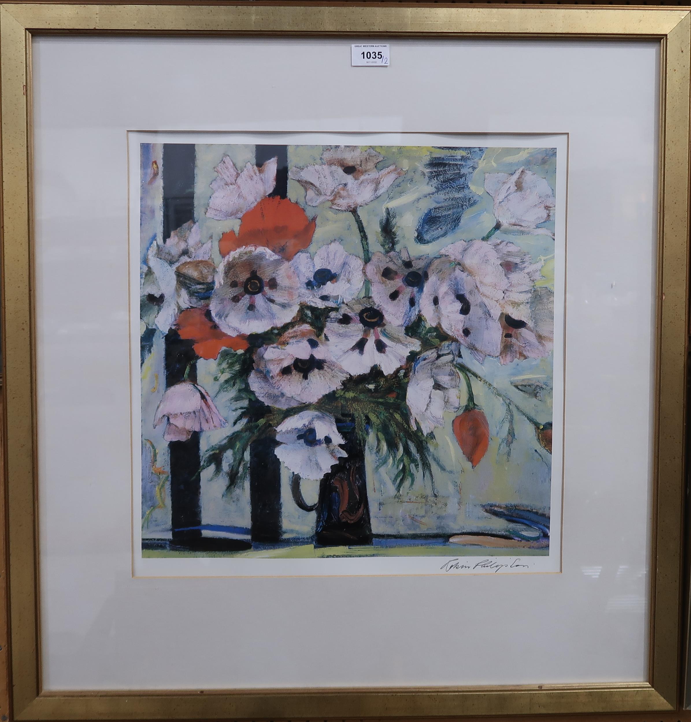 ROBIN PHILIPSON (1916-1992) PINK POPPIES  Print multiple, signed lower right, 42 x 42cm  Together - Image 2 of 4