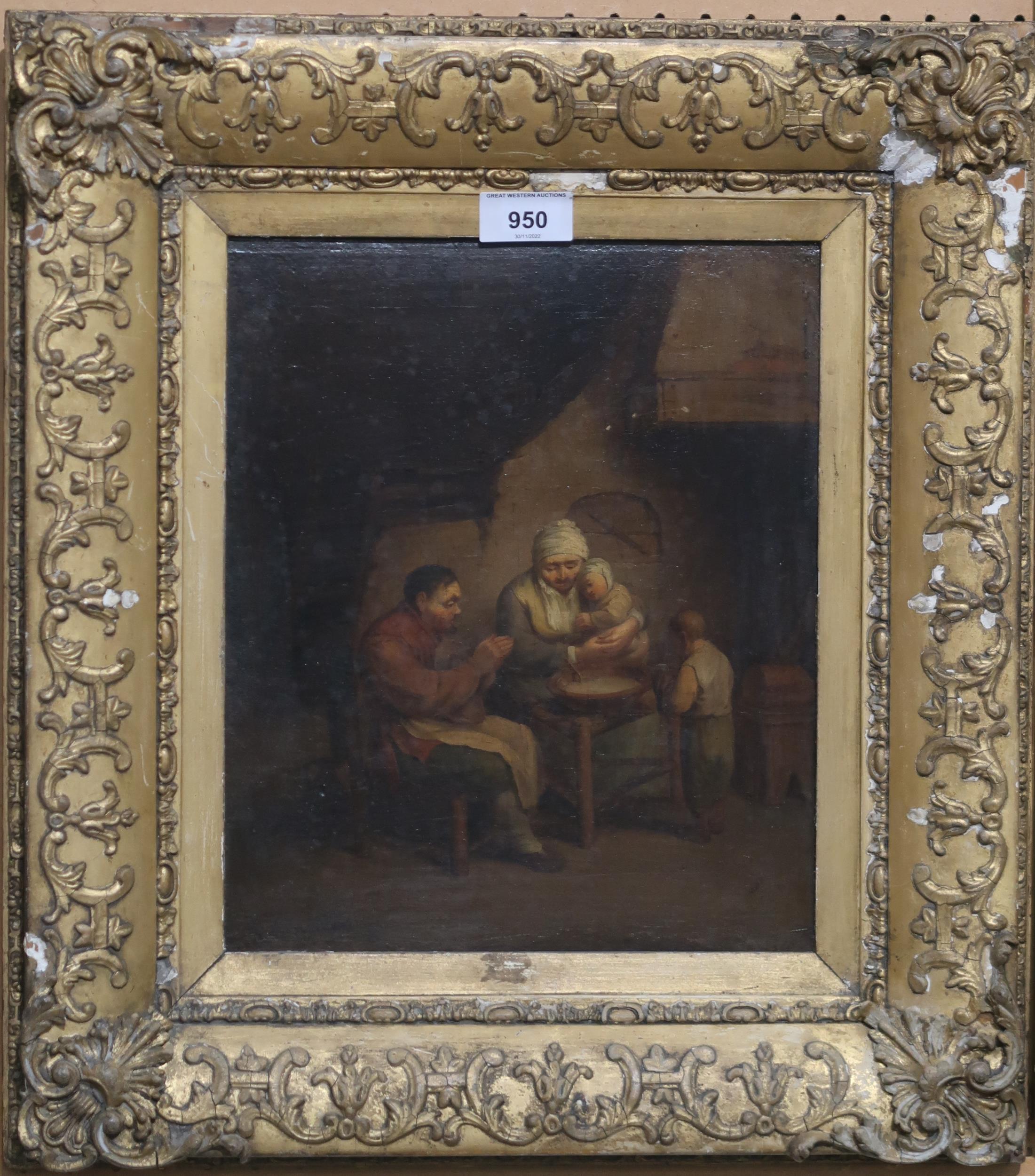 DUTCH SCHOOL (18TH CENTURY) For what we are about to receive, oil on panel, 30 x 25cm Condition - Image 2 of 2