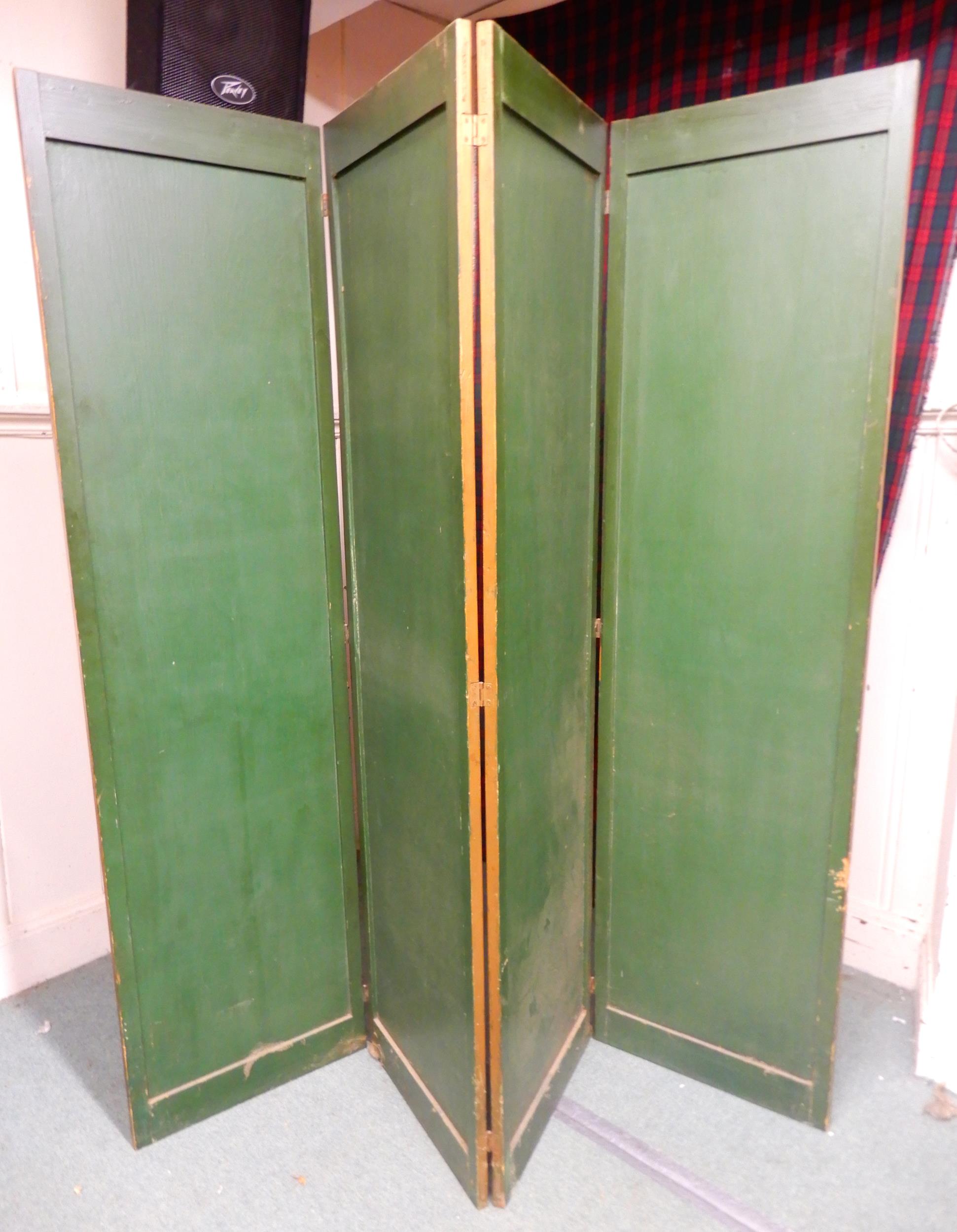 A late Victorian four fold gilt painted room divider further painted with blossoming trees with - Image 4 of 5